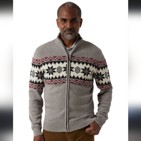 S2 Ralph Lauren Chaps Fair Isle Nordic Cabin Outdoor Hiking Zip Sweater L - Picture 1 of 9